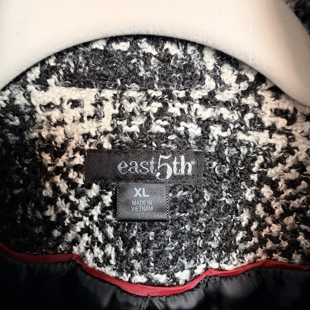 East 5th Buffalo Plaid Boucle Peacoat Jacket Womens XL Black White Old Money - Picture 12 of 12